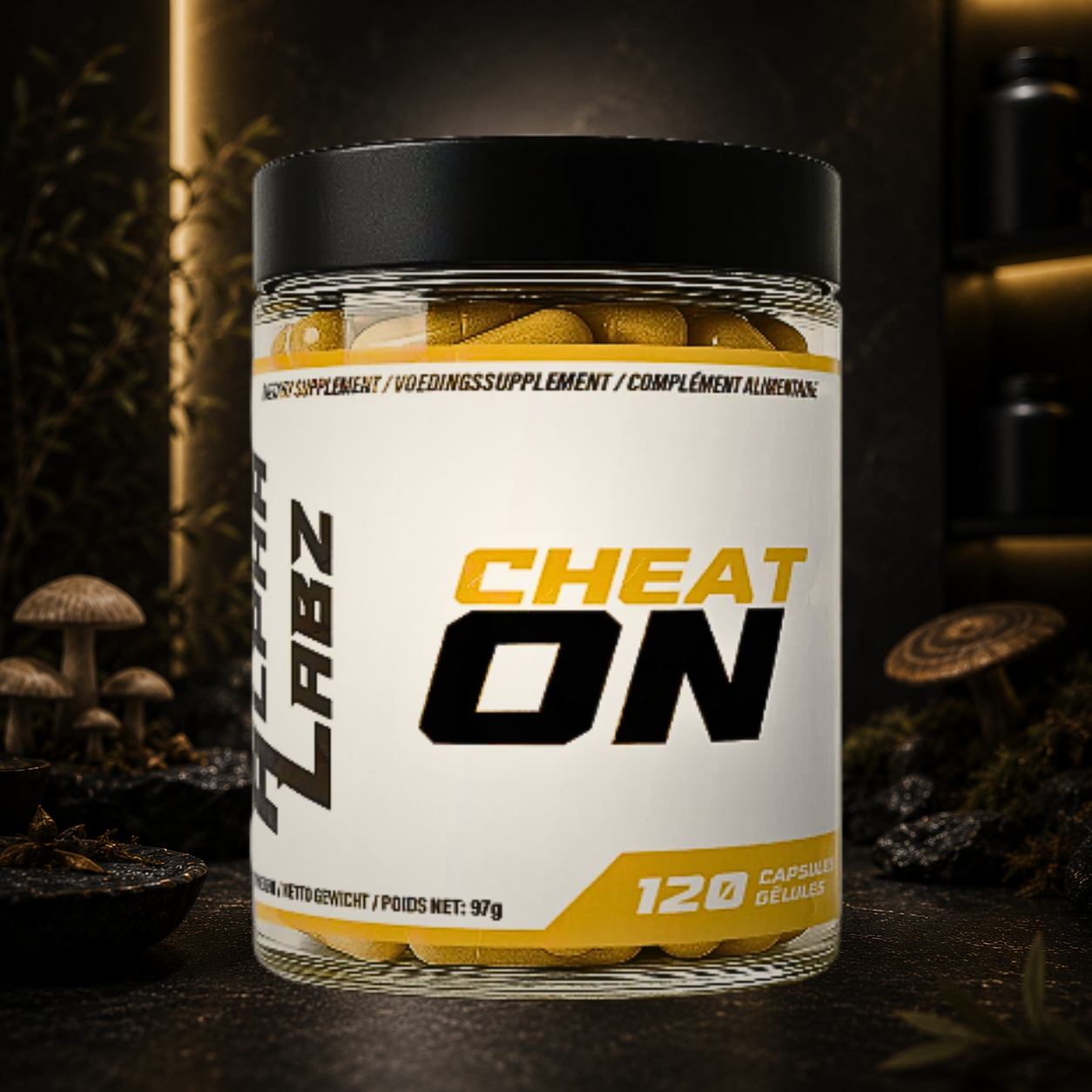 CHEAT ON Alpha Labz est une formule nutraceutique premium associant berbérine, R-ALA, gymnema et cannelle pour soutenir la glycémie, la sensibilité à l'insuline et la gestion des glucides au quotidien ou avant un cheat meal.
