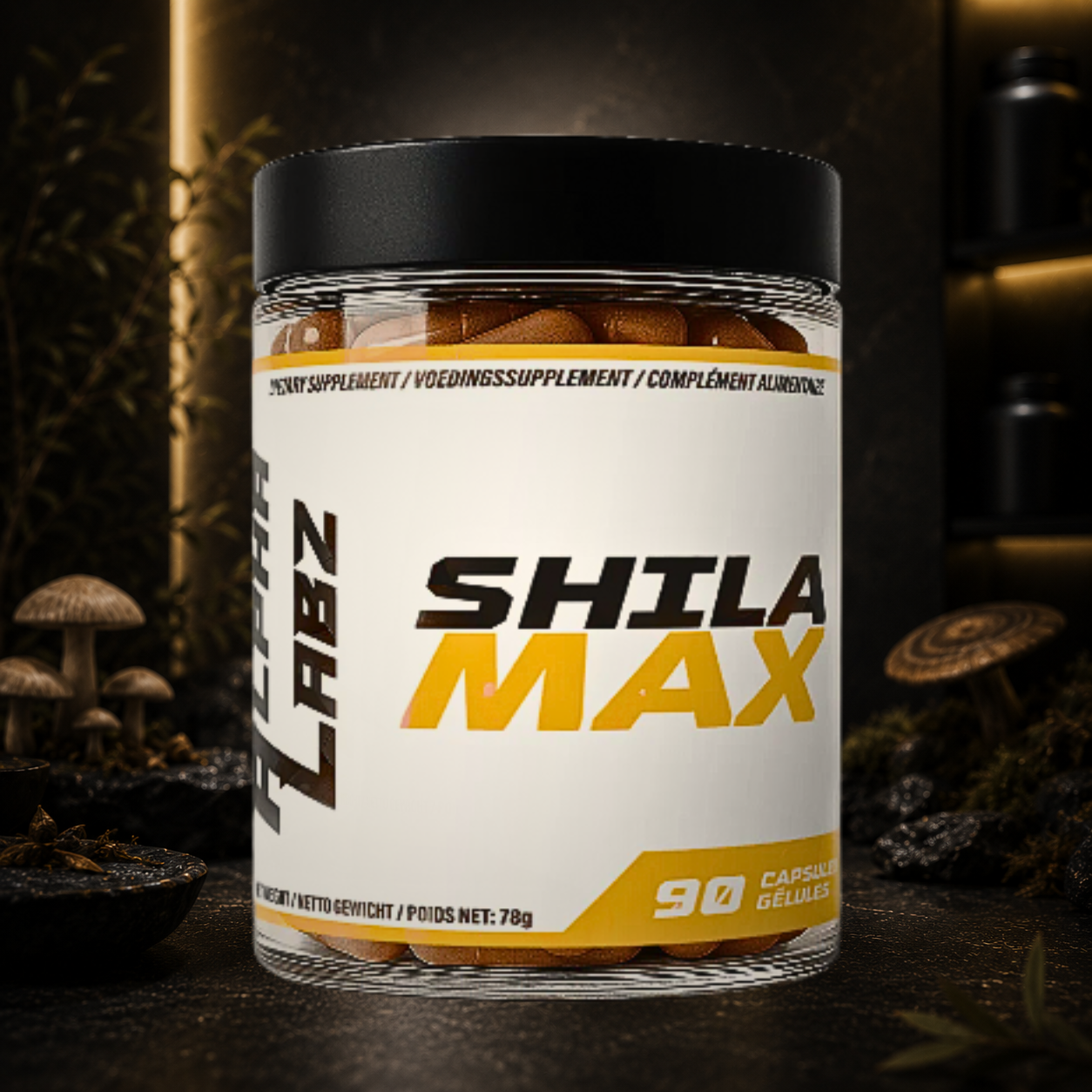 SHILAMAX Alpha Labz associe un Shilajit premium extrait 10:1, standardisé à 89 % d'acide fulvique, et du Camu-Camu pour soutenir l'énergie cellulaire, la récupération, la vitalité et le bien-être au quotidien.