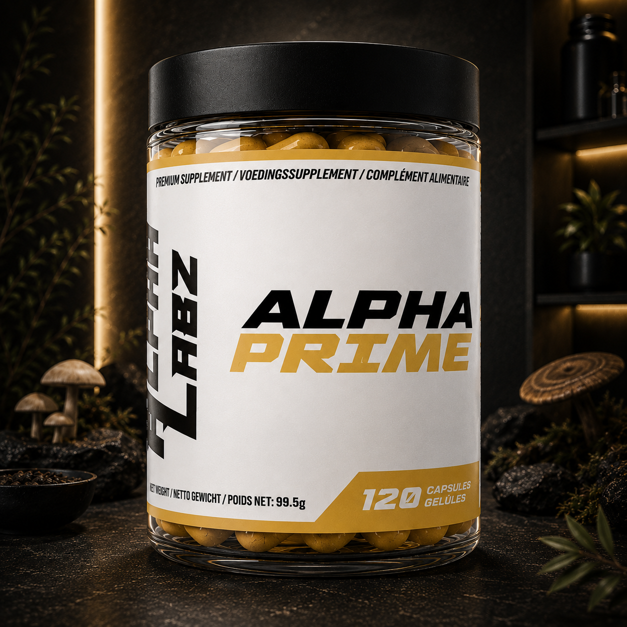 ALPHA PRIME Alpha Labz associe cordyceps, maca, shilajit et plantes premium pour soutenir naturellement la vitalité masculine, l'énergie, la récupération, les performances et le bien-être après 35 ans.