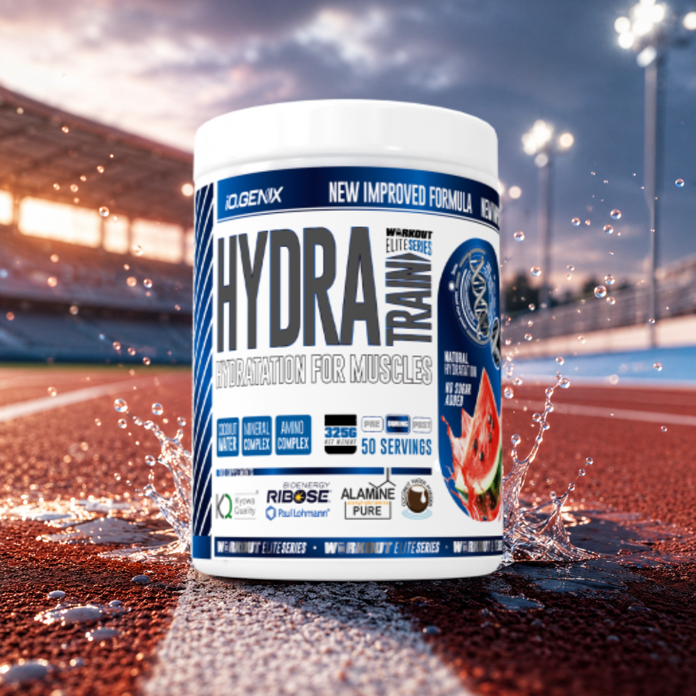 Boisson électrolyte avec eau de coco, taurine, D-ribose et alanil-glutamine. Soutient hydratation, récupération et performance sportive.