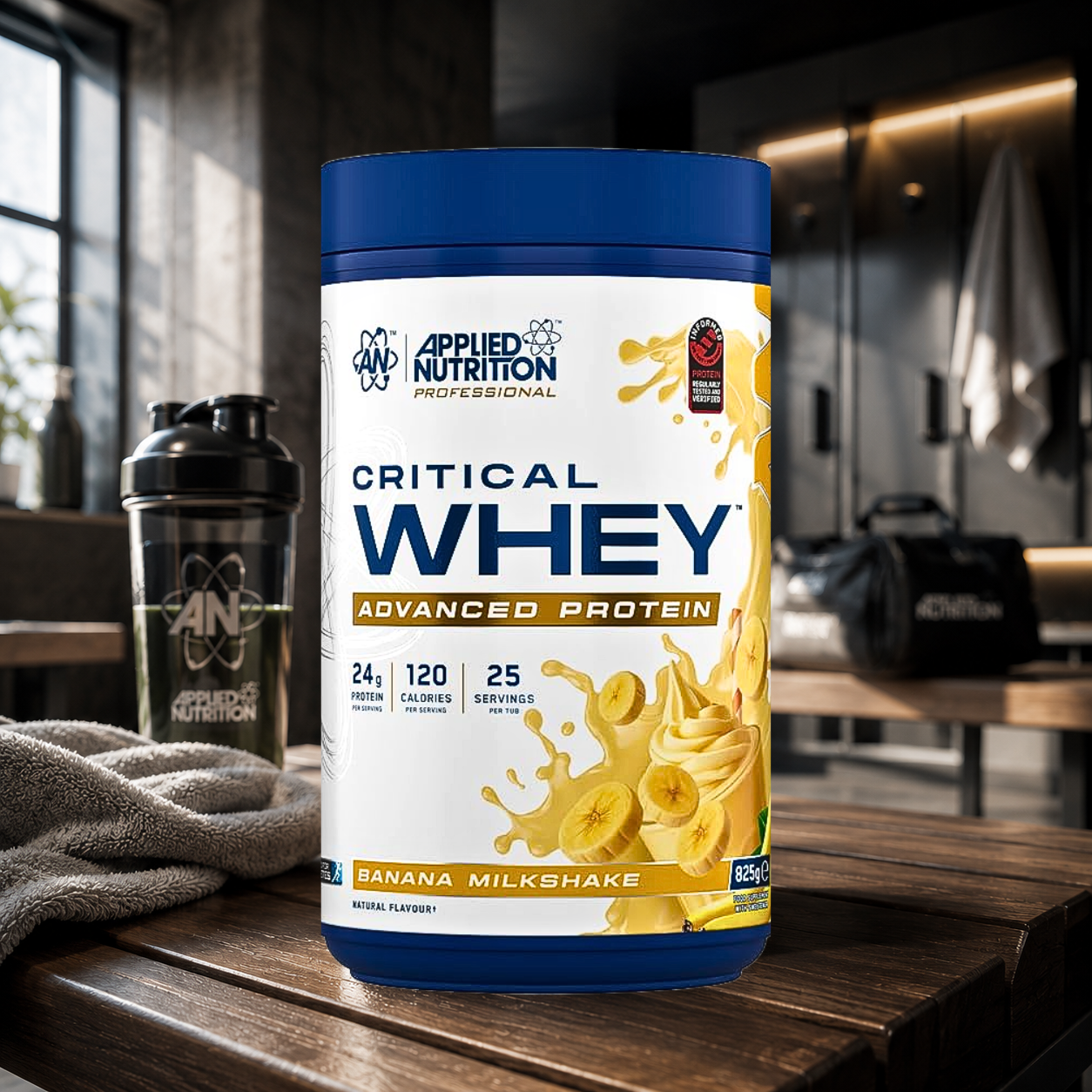 Whey protéine multi-sources avec 24 g de protéines par dose. Soutient récupération, développement musculaire et apports protéiques quotidiens.
