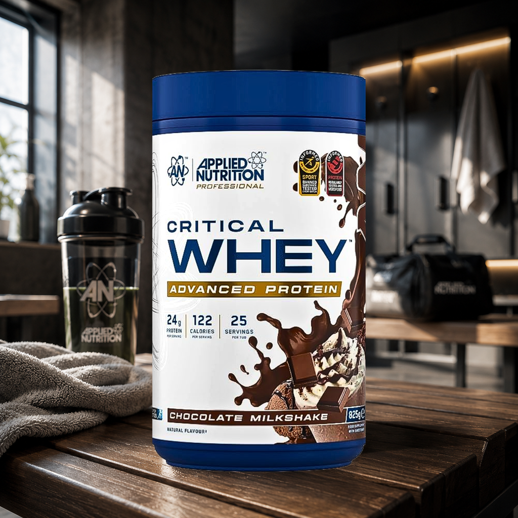 Whey protéine multi-sources avec 24 g de protéines par dose. Soutient récupération, développement musculaire et apports protéiques quotidiens.
