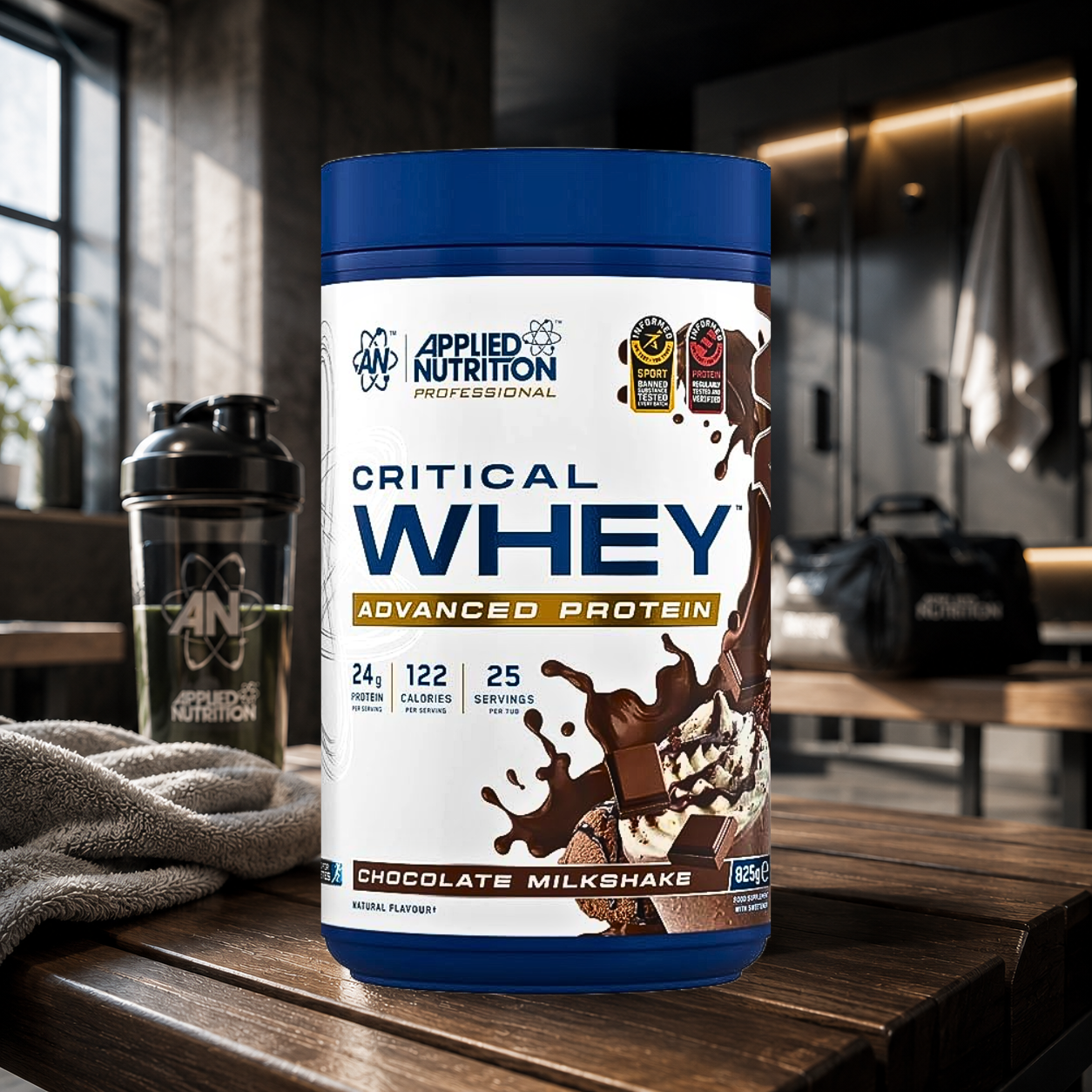 Whey protéine multi-sources avec 24 g de protéines par dose. Soutient récupération, développement musculaire et apports protéiques quotidiens.
