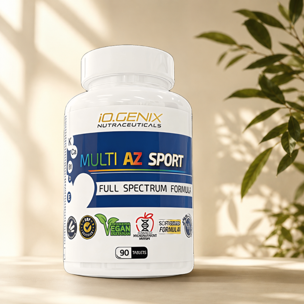 Multivitamines complet pour sportifs avec vitamines A, B, C, D3, E, zinc, magnésium, fer, sélénium, ginseng, thé vert et enzymes digestives. Soutien énergie, récupération et équilibre nutritionnel.