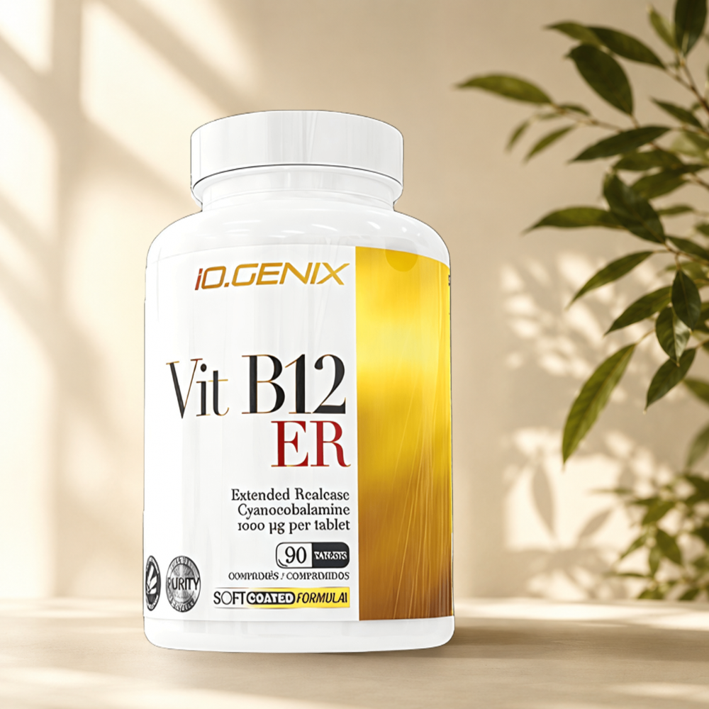 Vitamine B12 dosée à 1000 µg avec technologie Extended Release. Soutient l'énergie, le système nerveux, les fonctions cognitives et contribue à réduire la fatigue.

