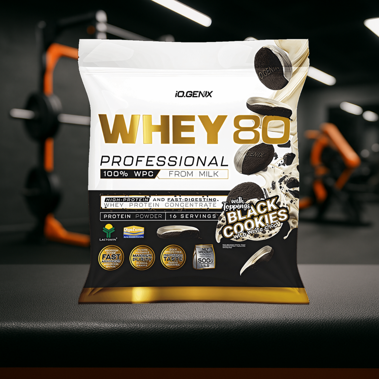 Whey 80 Professional IO.GENIX est une whey concentrée de qualité Lactomin® avec 82 % de protéines. Riche en BCAA et enzymes digestives, elle favorise la prise de masse, la récupération et la performance, tout en offrant une excellente assimilation pour les sportifs exigeants.
