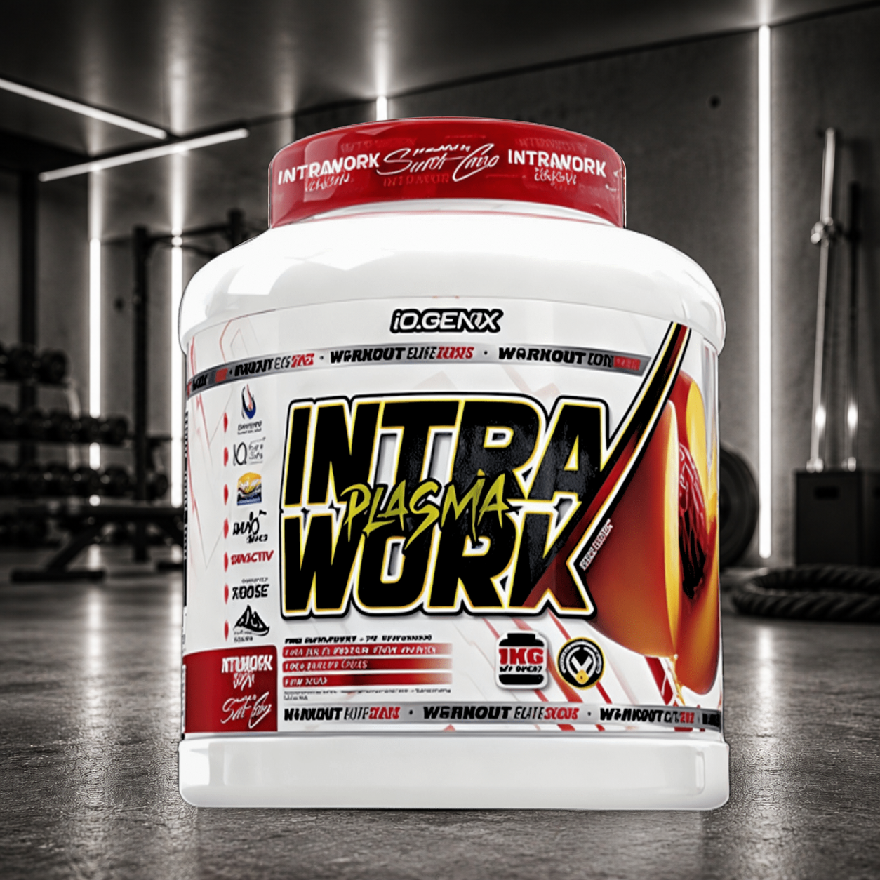 Intra Work Plasma IO.GENIX associe Cluster Dextrin®, Glutamine Kyowa®, Créatine, Citrulline, Senactiv® et DigeZyme® pour soutenir l'énergie, l'hydratation, les performances et la récupération pendant l'entraînement.
