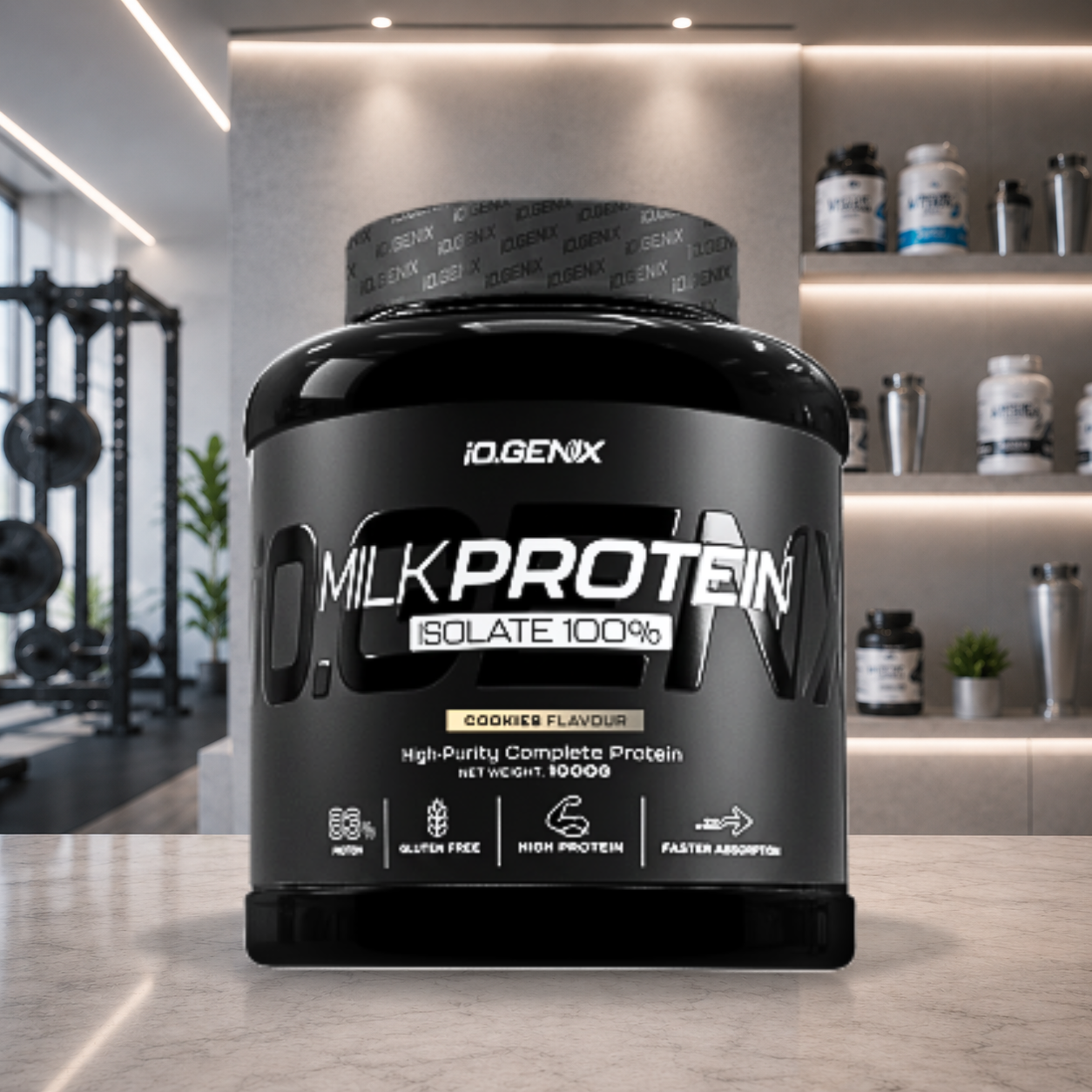 Milk Protein 100% Isolate iO.GENIX associe 80 % de caséine et 20 % de whey pour une récupération prolongée et une meilleure satiété en période de sèche.