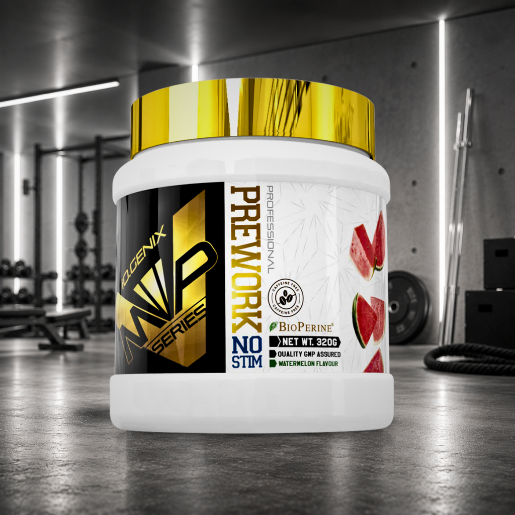 Prework NO Stim IO.GENIX associe bêta-alanine, créatine, arginine AKG, citrulline et taurine pour améliorer les performances, la congestion musculaire et l'endurance, sans caféine ni stimulant.
