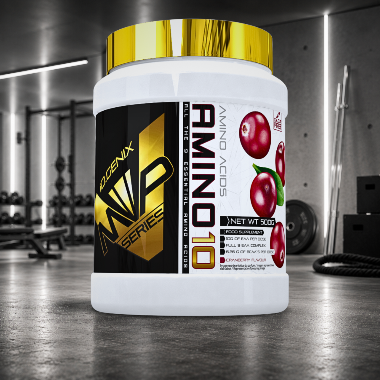 Amino 10 IO.GENIX : 10 g d'EAA et 6,26 g de BCAA par portion pour favoriser la récupération, soutenir la masse musculaire et optimiser les performances sportives.