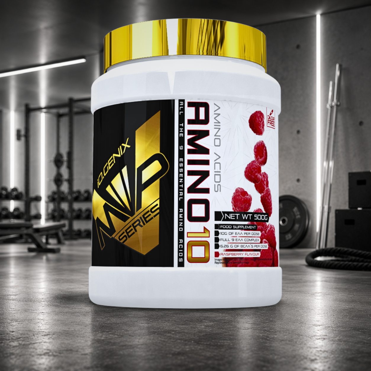 Amino 10 IO.GENIX : 10 g d'EAA et 6,26 g de BCAA par portion pour favoriser la récupération, soutenir la masse musculaire et optimiser les performances sportives.