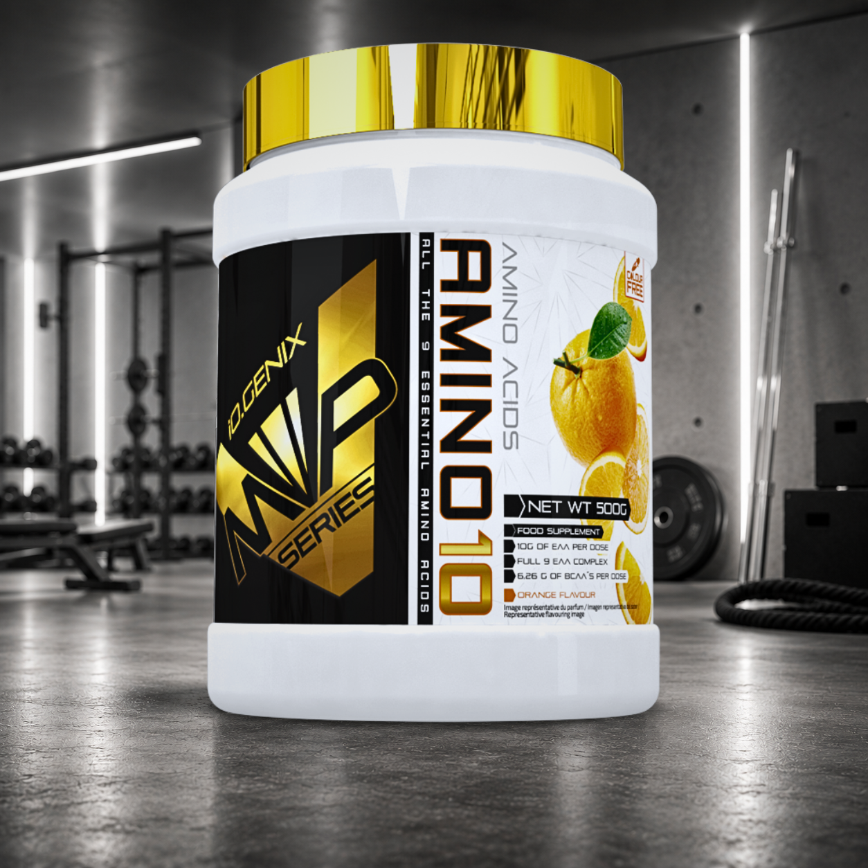 Amino 10 IO.GENIX : 10 g d'EAA et 6,26 g de BCAA par portion pour favoriser la récupération, soutenir la masse musculaire et optimiser les performances sportives.