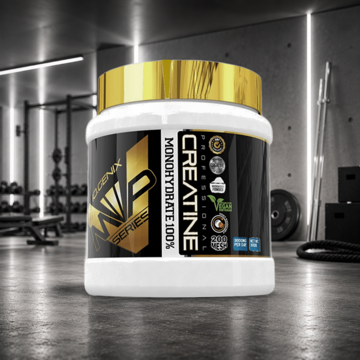 Creatine Micronized IO.GENIX apporte 100 % de créatine monohydrate micronisée 200 Mesh pour améliorer la force, la puissance, les performances, la récupération et soutenir le métabolisme énergétique.