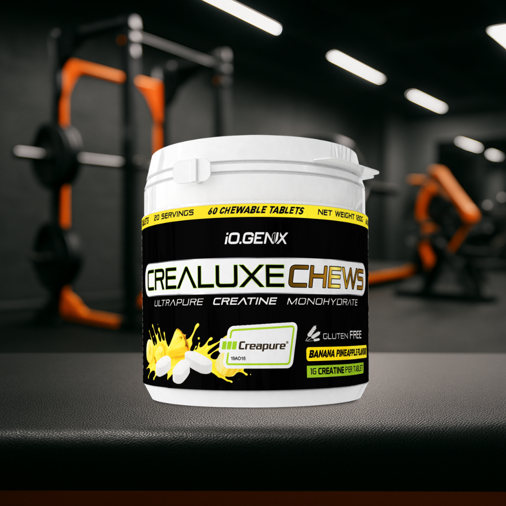 Créatine Creapure® en comprimés à mâcher 1 g. Améliore performance, force et praticité avec une prise simple et quotidienne.