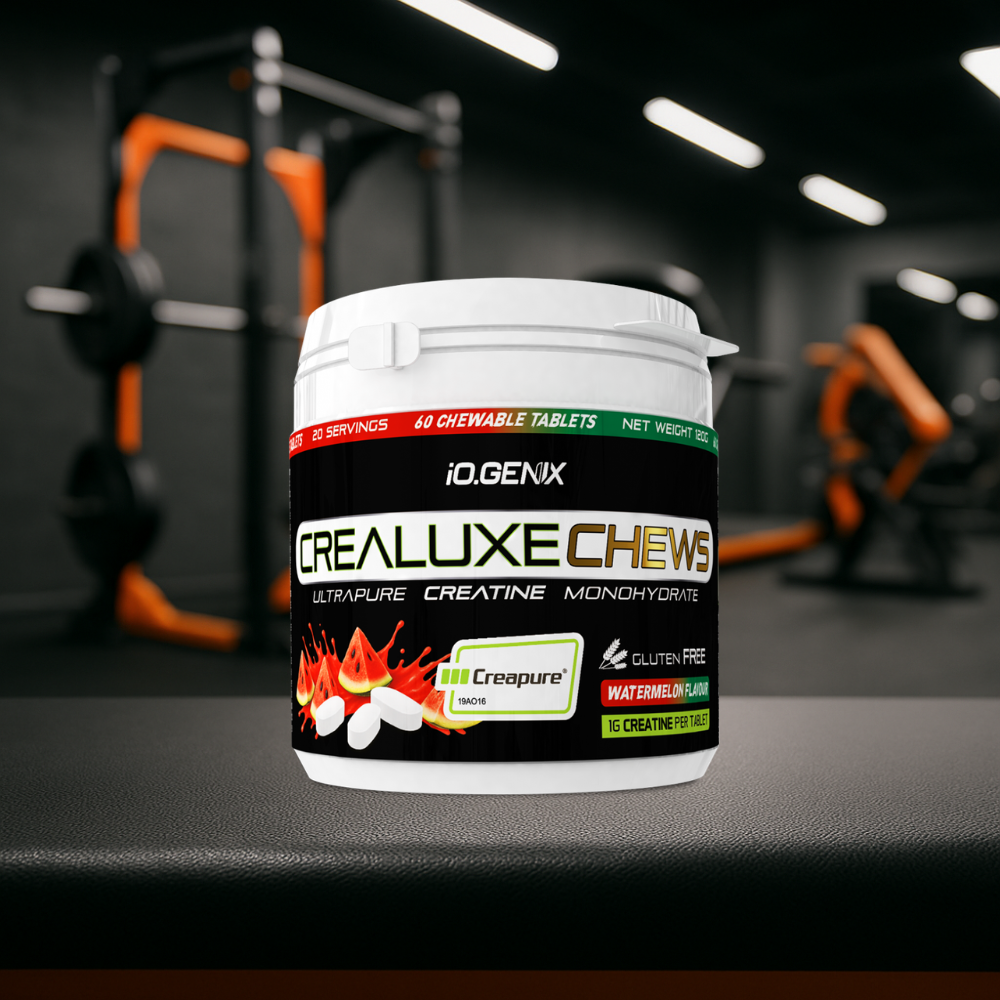Créatine Creapure® en comprimés à mâcher 1 g. Améliore performance, force et praticité avec une prise simple et quotidienne.