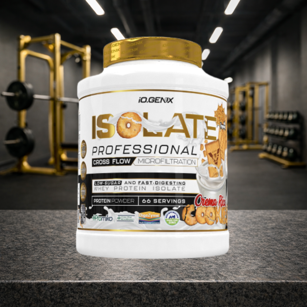 Professional Isolate IO.GENIX est un isolat de whey CFM premium issu de la matière première ISOLAC®. Riche en protéines (jusqu’à 91 %), faible en sucres et graisses, il offre une digestion rapide et un apport optimal en BCAA pour soutenir récupération, performance et développement musculaire.