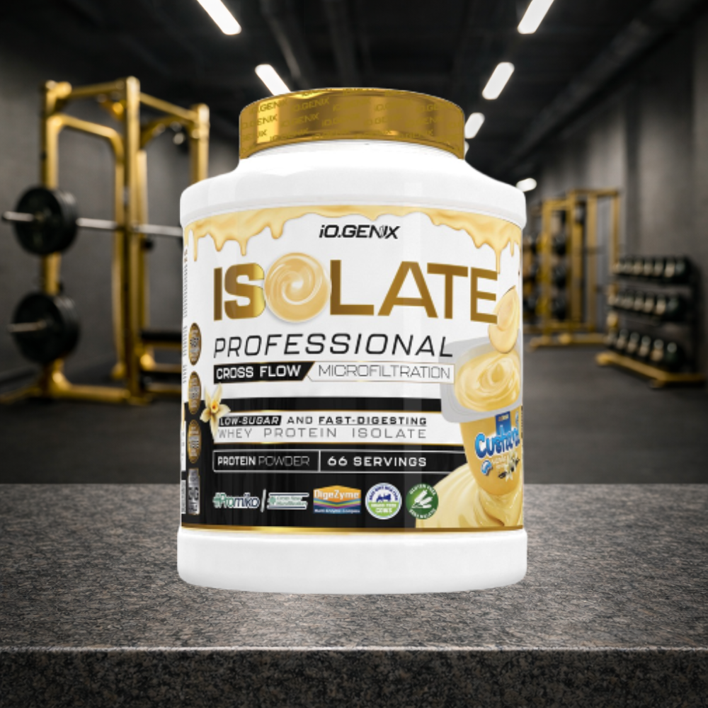 Professional Isolate IO.GENIX est un isolat de whey CFM premium issu de la matière première ISOLAC®. Riche en protéines (jusqu’à 91 %), faible en sucres et graisses, il offre une digestion rapide et un apport optimal en BCAA pour soutenir récupération, performance et développement musculaire.