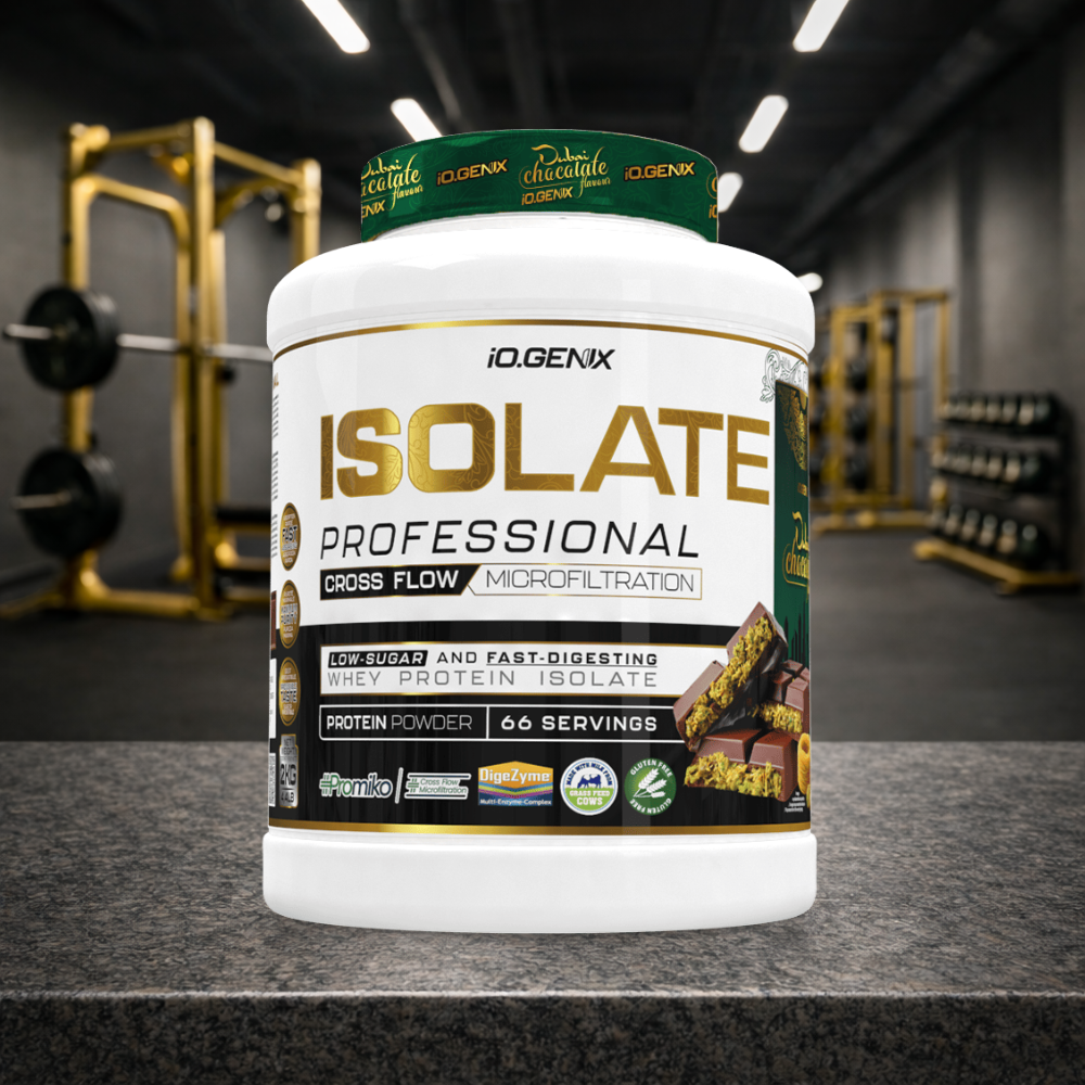 Professional Isolate IO.GENIX est un isolat de whey CFM premium issu de la matière première ISOLAC®. Riche en protéines (jusqu’à 91 %), faible en sucres et graisses, il offre une digestion rapide et un apport optimal en BCAA pour soutenir récupération, performance et développement musculaire.
