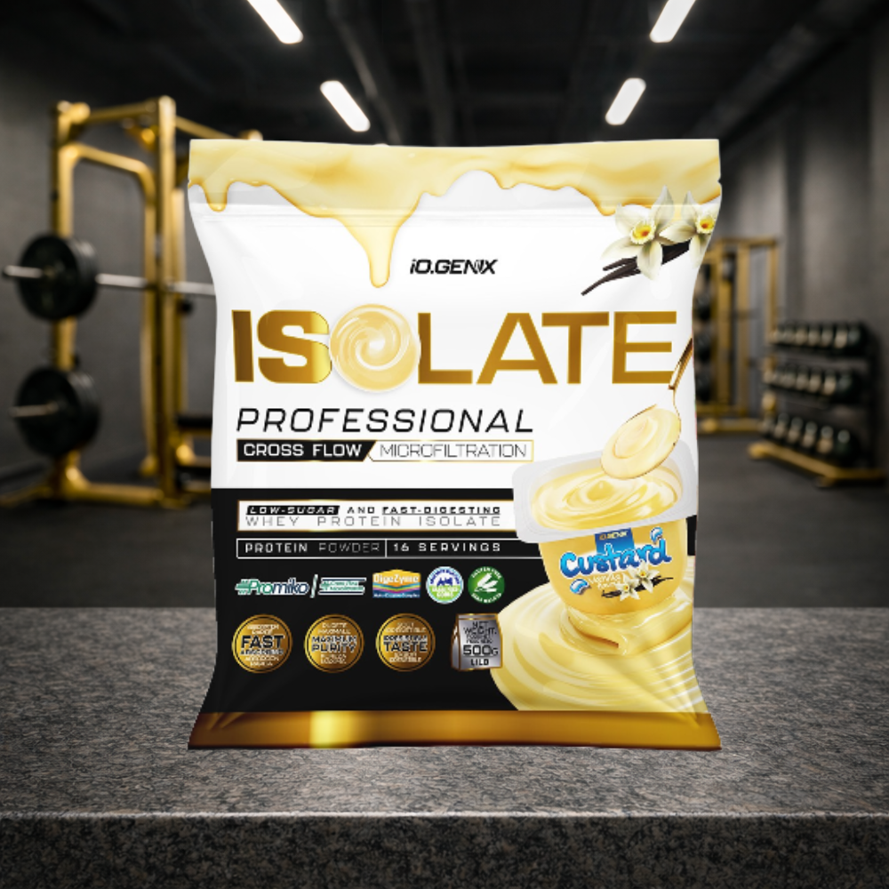Professional Isolate IO.GENIX est un isolat de whey CFM premium issu de la matière première ISOLAC®. Riche en protéines (jusqu’à 91 %), faible en sucres et graisses, il offre une digestion rapide et un apport optimal en BCAA pour soutenir récupération, performance et développement musculaire.