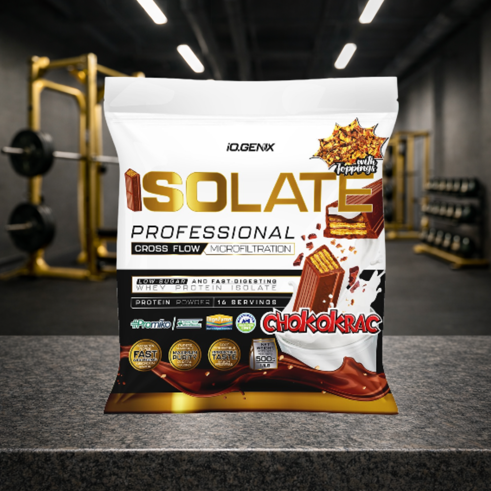 Professional Isolate IO.GENIX est un isolat de whey CFM premium issu de la matière première ISOLAC®. Riche en protéines (jusqu’à 91 %), faible en sucres et graisses, il offre une digestion rapide et un apport optimal en BCAA pour soutenir récupération, performance et développement musculaire.