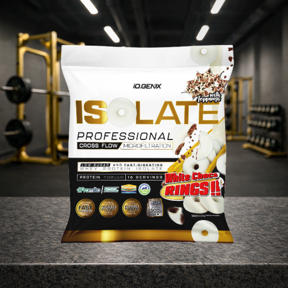 Professional Isolate IO.GENIX est un isolat de whey CFM premium issu de la matière première ISOLAC®. Riche en protéines (jusqu’à 91 %), faible en sucres et graisses, il offre une digestion rapide et un apport optimal en BCAA pour soutenir récupération, performance et développement musculaire.