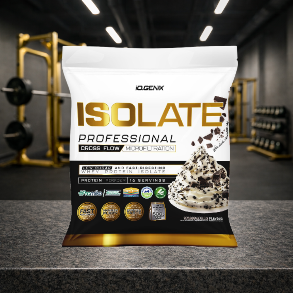 Professional Isolate IO.GENIX est un isolat de whey CFM premium issu de la matière première ISOLAC®. Riche en protéines (jusqu’à 91 %), faible en sucres et graisses, il offre une digestion rapide et un apport optimal en BCAA pour soutenir récupération, performance et développement musculaire.