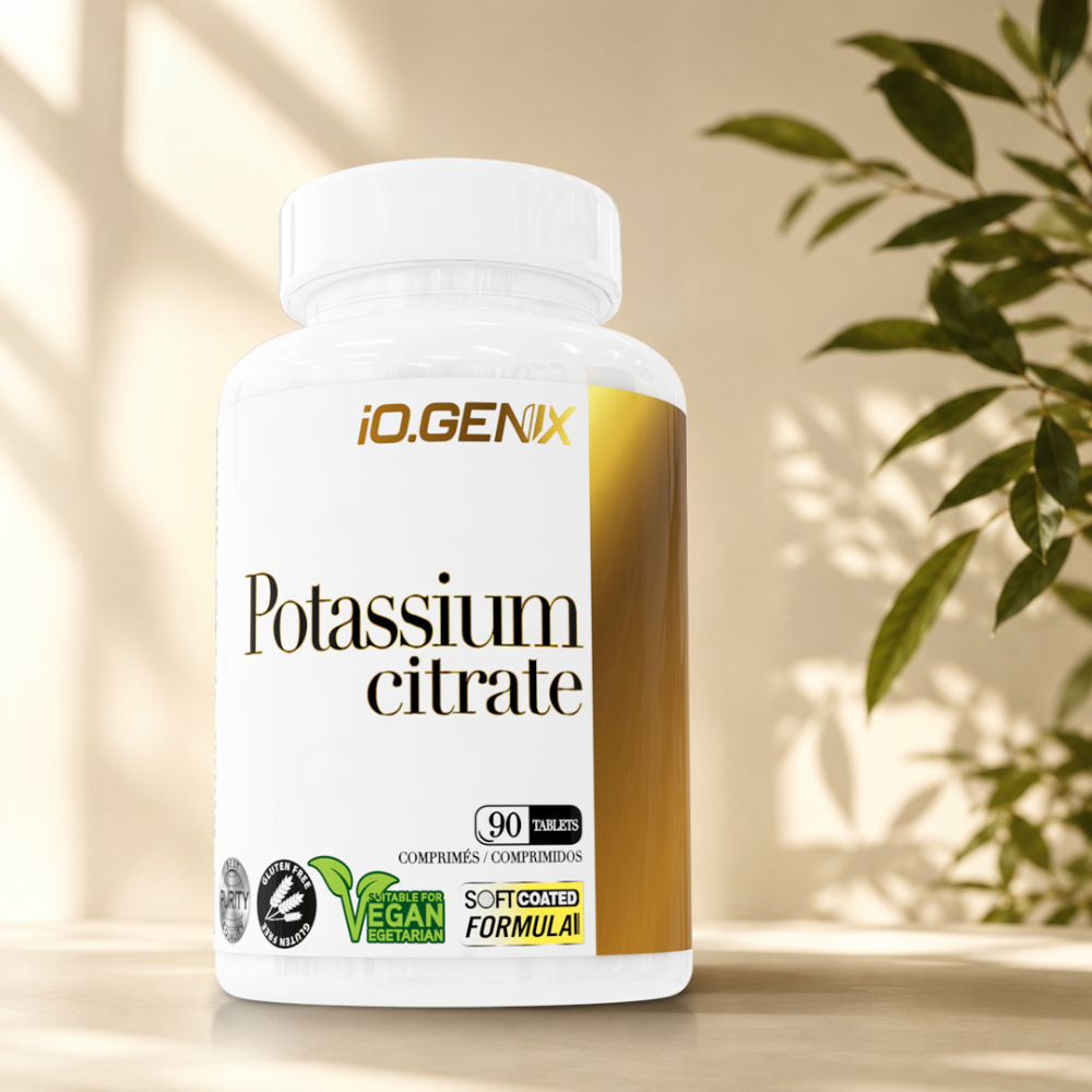 Citrate de potassium 1000 mg pour sportifs et hydratation. Soutient équilibre électrolytique, fonction musculaire et récupération.