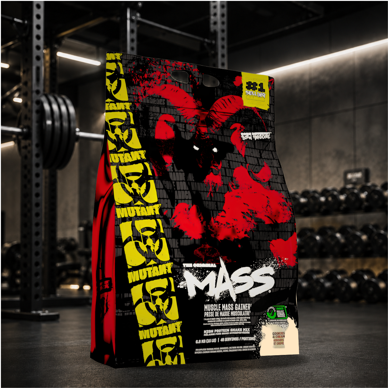 MUTANT MASS 6,8 kg apporte jusqu’à 1100 kcal, 56 g de protéines et 192 g de glucides par dose pour faciliter la prise de masse et soutenir la récupération.