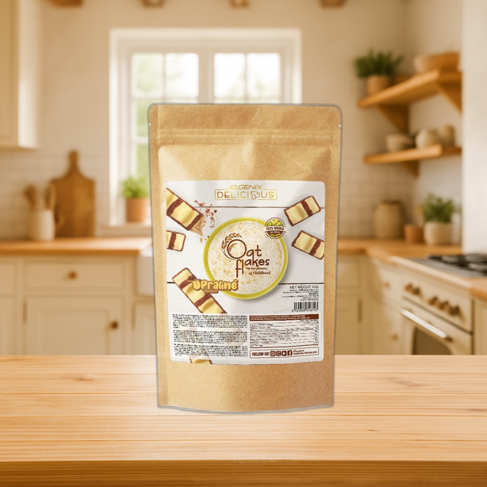 Les Delicious Oat Flakes IO.GENIX sont des flocons d’avoine complets riches en fibres, bêta-glucanes et glucides à digestion lente. Idéals pour un petit-déjeuner équilibré ou un repas sportif, ils apportent énergie durable, satiété et polyvalence dans vos shakes et recettes fitness.