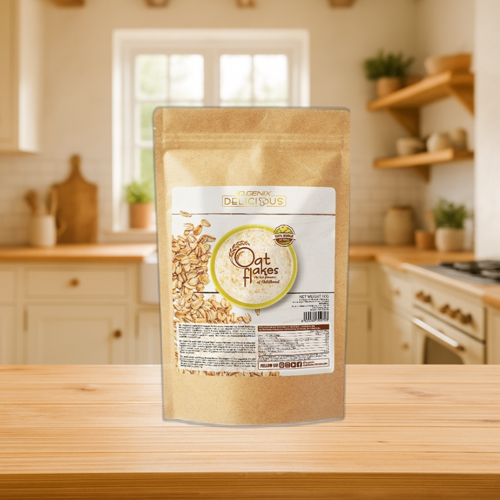 Les Delicious Oat Flakes IO.GENIX sont des flocons d’avoine complets riches en fibres, bêta-glucanes et glucides à digestion lente. Idéals pour un petit-déjeuner équilibré ou un repas sportif, ils apportent énergie durable, satiété et polyvalence dans vos shakes et recettes fitness.