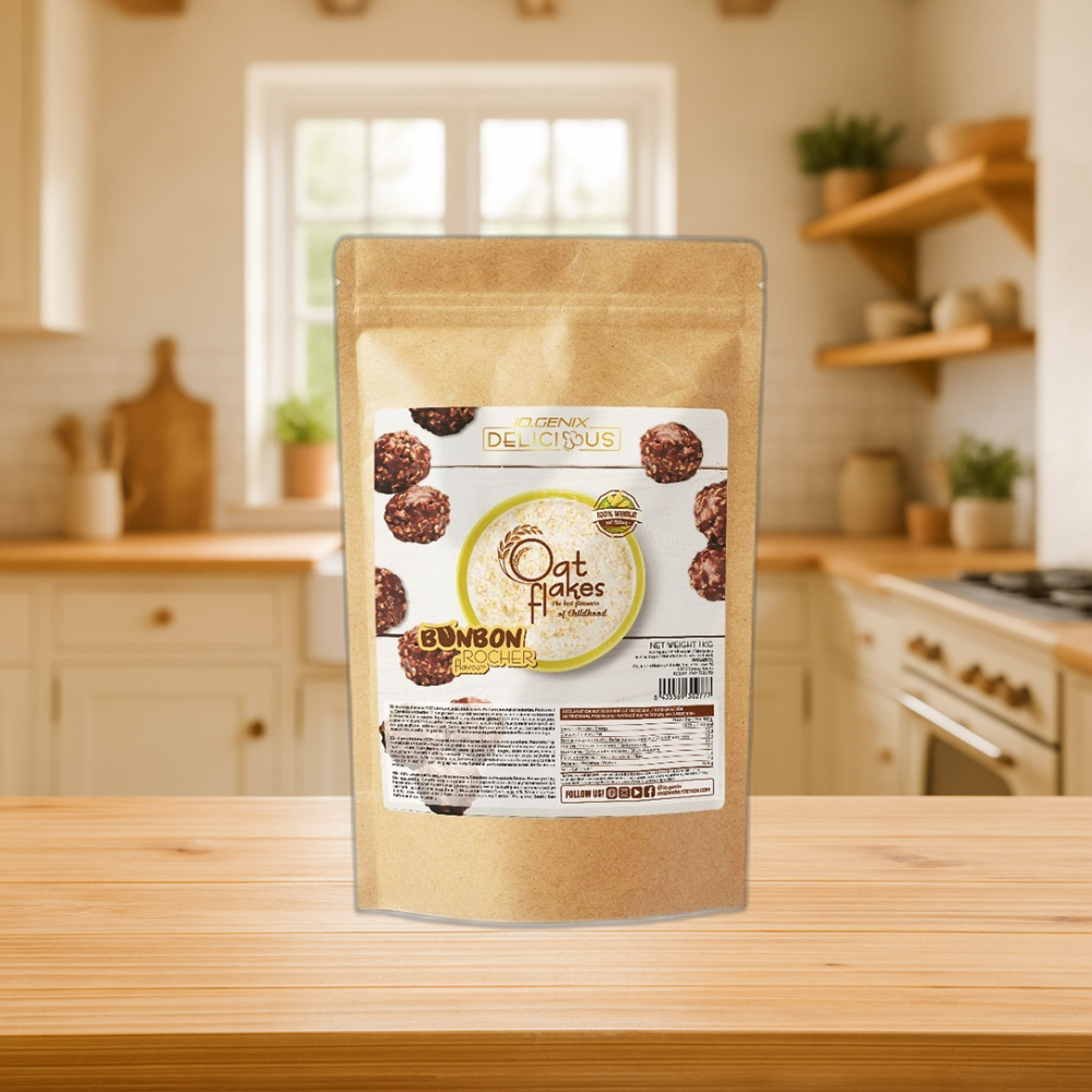 Les Delicious Oat Flakes IO.GENIX sont des flocons d’avoine complets riches en fibres, bêta-glucanes et glucides à digestion lente. Idéals pour un petit-déjeuner équilibré ou un repas sportif, ils apportent énergie durable, satiété et polyvalence dans vos shakes et recettes fitness.