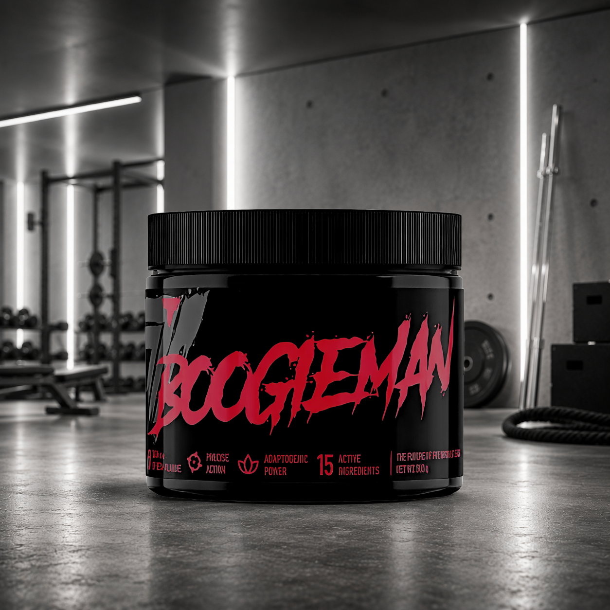 Boogieman Trec Nutrition associe citrulline, bêta-alanine, caféine, L-théanine et tyrosine pour améliorer l'énergie, le focus, la congestion musculaire et les performances en musculation, CrossFit et Hyrox.
