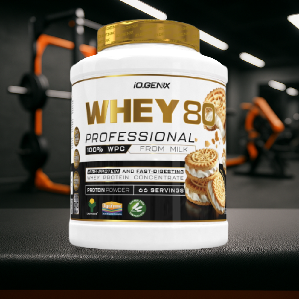 Whey 80 Professional IO.GENIX est une whey concentrée de qualité Lactomin® avec 82 % de protéines. Riche en BCAA et enzymes digestives, elle favorise la prise de masse, la récupération et la performance, tout en offrant une excellente assimilation pour les sportifs exigeants.