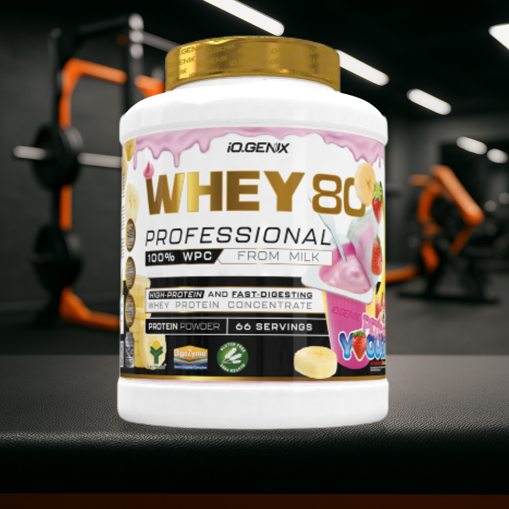 Whey 80 Professional IO.GENIX est une whey concentrée de qualité Lactomin® avec 82 % de protéines. Riche en BCAA et enzymes digestives, elle favorise la prise de masse, la récupération et la performance, tout en offrant une excellente assimilation pour les sportifs exigeants.