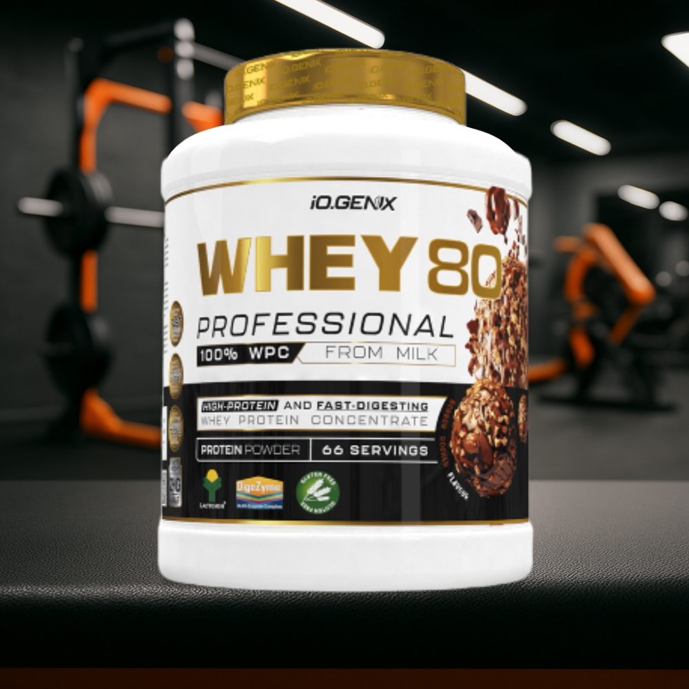 Whey 80 Professional IO.GENIX est une whey concentrée de qualité Lactomin® avec 82 % de protéines. Riche en BCAA et enzymes digestives, elle favorise la prise de masse, la récupération et la performance, tout en offrant une excellente assimilation pour les sportifs exigeants.