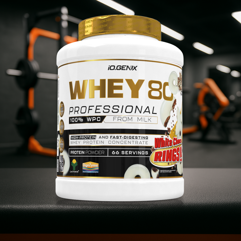 Whey 80 Professional IO.GENIX est une whey concentrée de qualité Lactomin® avec 82 % de protéines. Riche en BCAA et enzymes digestives, elle favorise la prise de masse, la récupération et la performance, tout en offrant une excellente assimilation pour les sportifs exigeants.