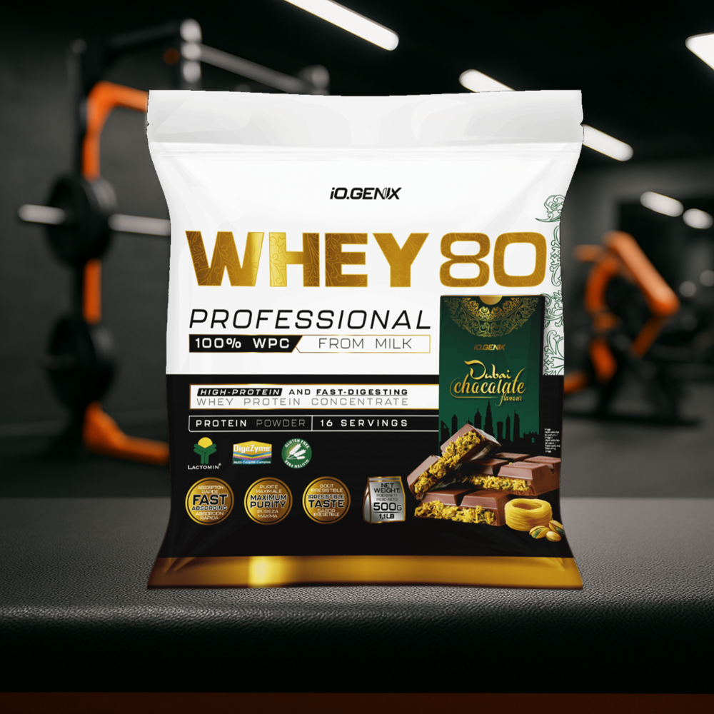 Whey 80 Professional IO.GENIX est une whey concentrée de qualité Lactomin® avec 82 % de protéines. Riche en BCAA et enzymes digestives, elle favorise la prise de masse, la récupération et la performance, tout en offrant une excellente assimilation pour les sportifs exigeants.