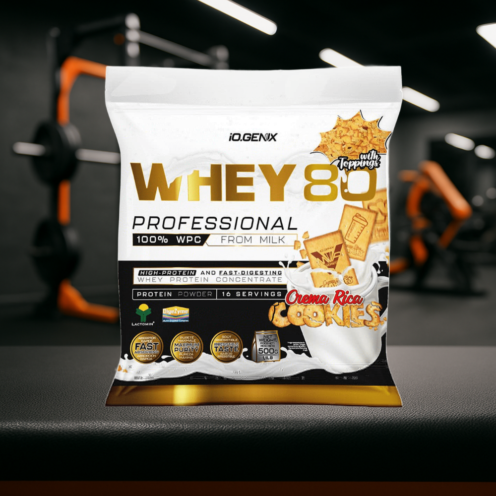Whey 80 Professional IO.GENIX est une whey concentrée de qualité Lactomin® avec 82 % de protéines. Riche en BCAA et enzymes digestives, elle favorise la prise de masse, la récupération et la performance, tout en offrant une excellente assimilation pour les sportifs exigeants.