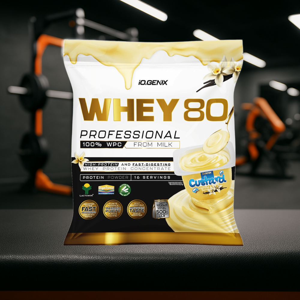 Whey 80 Professional IO.GENIX est une whey concentrée de qualité Lactomin® avec 82 % de protéines. Riche en BCAA et enzymes digestives, elle favorise la prise de masse, la récupération et la performance, tout en offrant une excellente assimilation pour les sportifs exigeants.