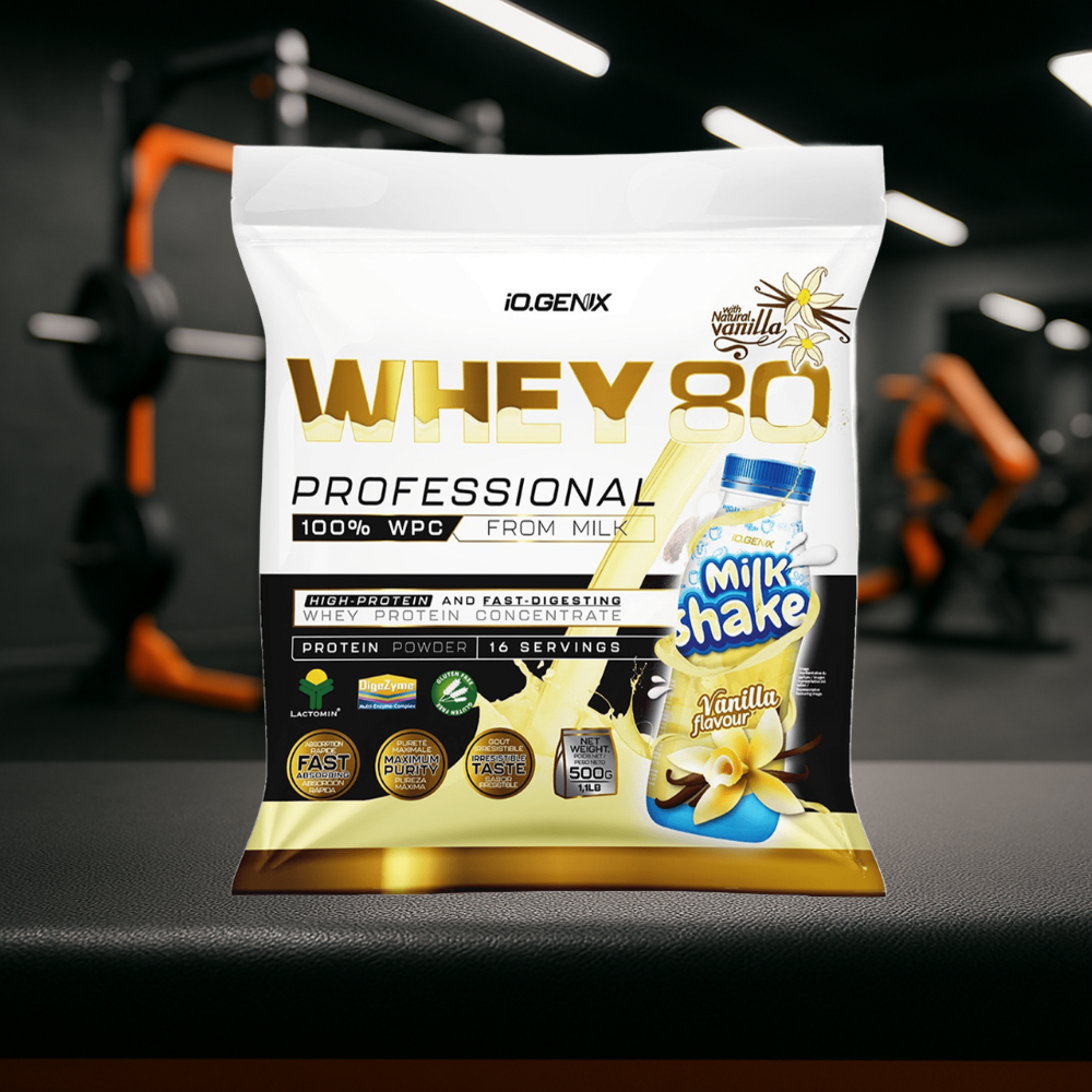 Whey 80 Professional IO.GENIX est une whey concentrée de qualité Lactomin® avec 82 % de protéines. Riche en BCAA et enzymes digestives, elle favorise la prise de masse, la récupération et la performance, tout en offrant une excellente assimilation pour les sportifs exigeants.